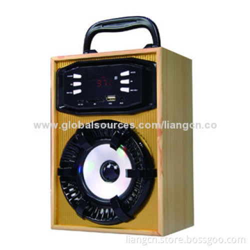 Portable Wooden Speaker with FM, USD Reader, Micro SD Card Slot and AUX Input Bluetooth Optional